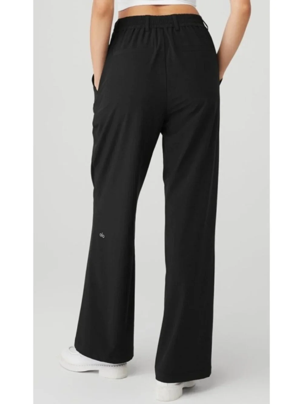 Alo High-Waist Pursuit Trousers Black Wide Leg Hi-Rise Waisted Slacks Pants M - Picture 3 of 17
